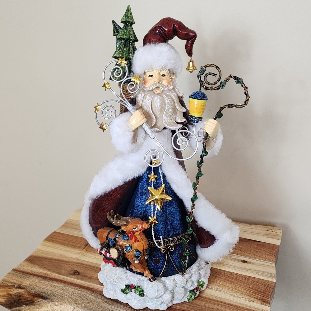Vintage 17" Santa Claus with Reindeer & Toys Old World Santa Display
